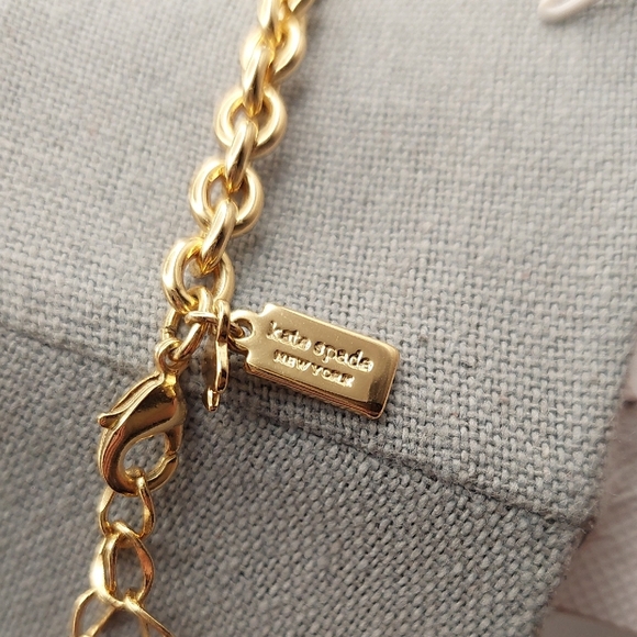 KATE SPADE White & Goldtone Cube Necklace With Rhinestones - Women's Jewelry EUC - Picture 7 of 13